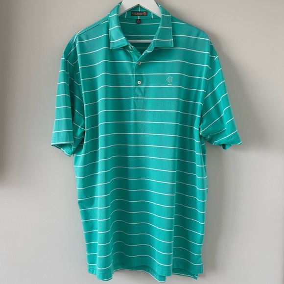 Peter Millar Summer Comfort Men’s Golf Polo Green Striped Stretch Wicking XL - Picture 1 of 9